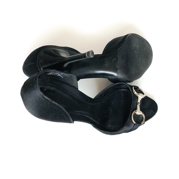 Gucci Black Satin Peep toe D'orsay Heels - Picture 8 of 8